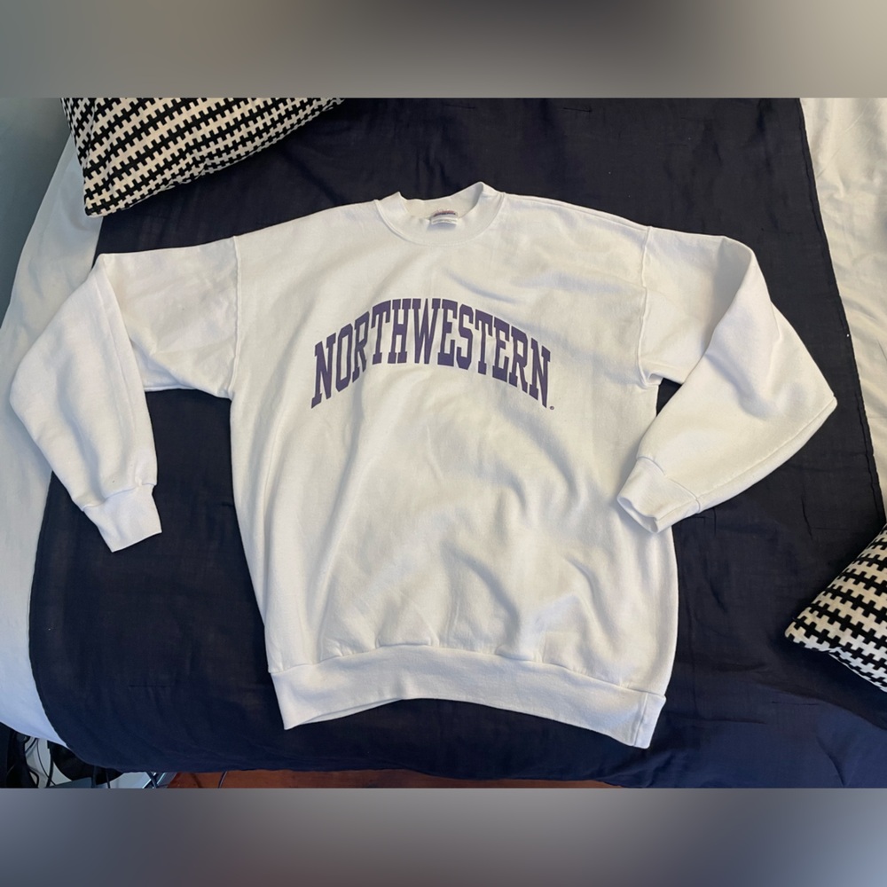 Hanes Northwestern White Crewneck Sweatshirt - Large
